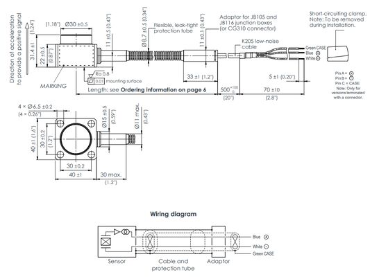 CE311 444-311-000-023 Vibration Sensor Piezoelectric Accelerometer